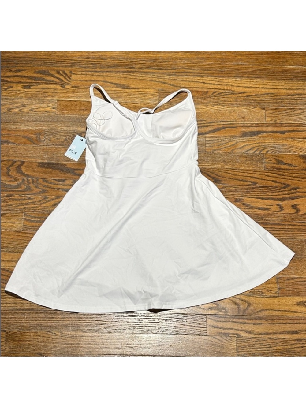FLX White Strappy Skater Dress / Skort built in cups, pocket and shorts - Picture 5 of 6